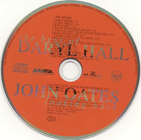 Daryl Hall + John Oates* : The Best Of Daryl Hall & John Oates: Looking Back (CD, Comp, RE)