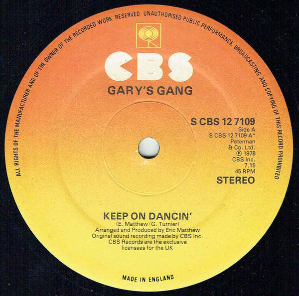 Gary's Gang : Keep On Dancin' b/w Do It At The Disco (12", Single, Ltd)