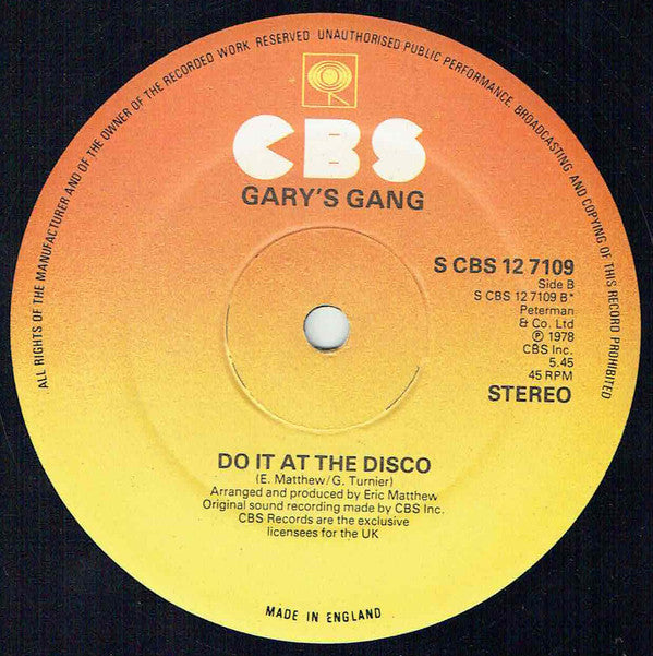 Gary's Gang : Keep On Dancin' b/w Do It At The Disco (12", Single, Ltd)