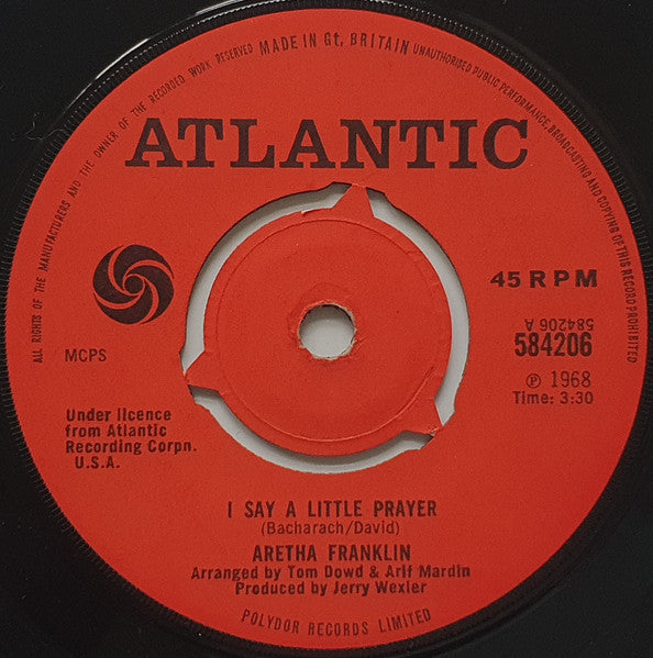 Aretha Franklin : I Say A Little Prayer  (7", Single, 3 P)
