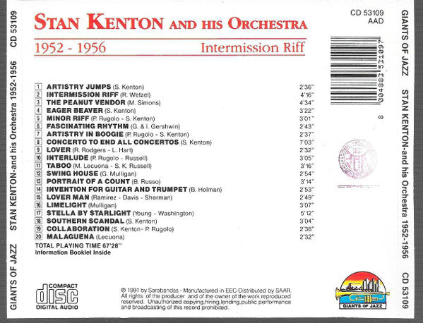 Stan Kenton And His Orchestra : Intermission Riff 1952 - 1956 (CD, Comp)