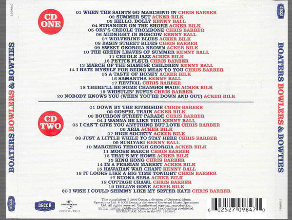 Chris Barber, Kenny Ball, Acker Bilk : Boaters Bowlers & Bowties: The Best of Barber, Ball & Bilk (2xCD, Comp)