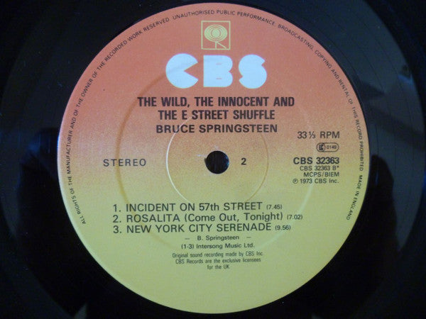 Bruce Springsteen : The Wild, The Innocent &  The E Street Shuffle (LP, Album, RE)