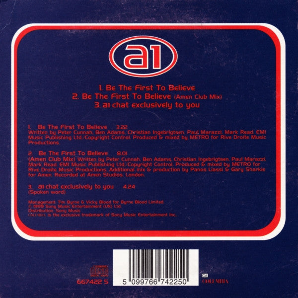 A1 : Be The First To Believe (CD, Single, Car)