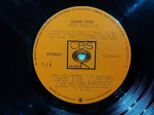 Andy Williams : Born Free (LP, Album)