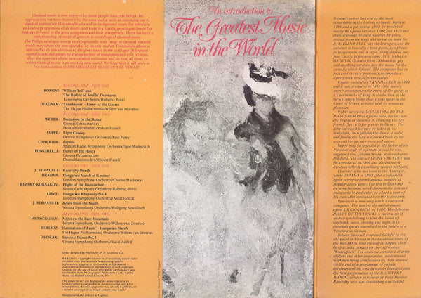 Gioacchino Rossini, Richard Wagner, Carl Maria von Weber, Franz von Suppé, Emmanuel Chabrier, Amilcare Ponchielli, Johann Strauss Sr., Johannes Brahms, Nikolai Rimsky-Korsakov, Franz Liszt, Johann Strauss Jr., Modest Mussorgsky, Hector Berlioz, Antonín Dv : An Introduction To The Greatest Music In The World (2xLP, Comp)