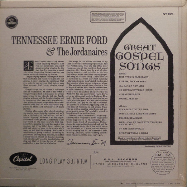 Tennessee Ernie Ford & The Jordanaires : Great Gospel Songs (LP)