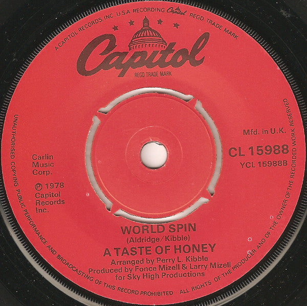 A Taste Of Honey : Boogie Oogie Oogie (7", Single)