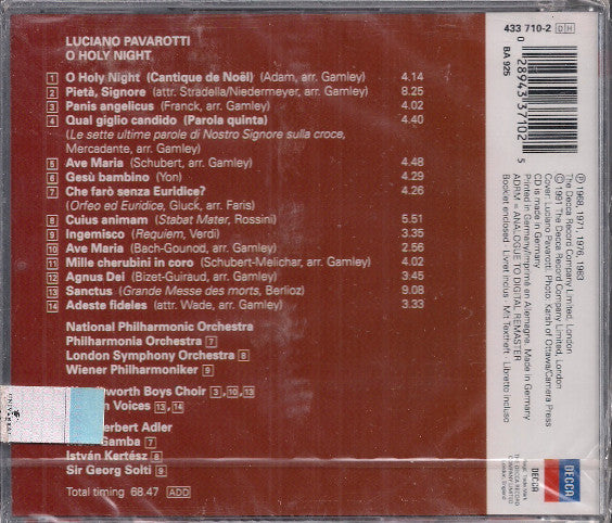 Luciano Pavarotti, Kurt Herbert Adler, National Philharmonic* : O Holy Night (CD, Comp, RM)