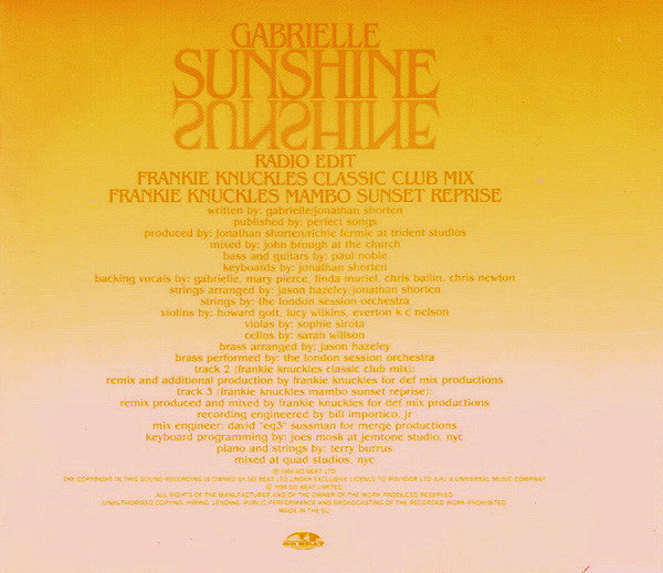 Gabrielle : Sunshine (CD, Single)