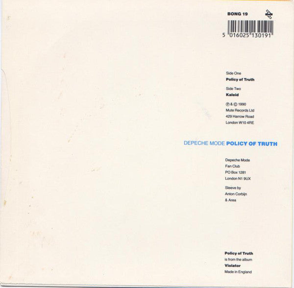 Depeche Mode : Policy Of Truth (7", Single, Dam)
