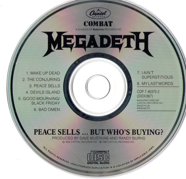 Megadeth : Peace Sells... But Who's Buying? (CD, Album, RE)