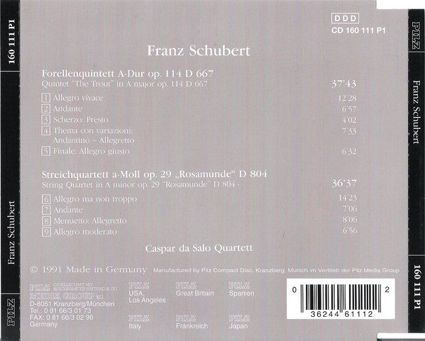 Franz Schubert, Caspar da Salo Quartet : Forellenquintett (CD)