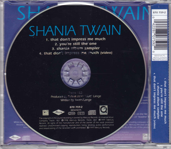 Shania Twain : That Don't Impress Me Much (CD, Single, Enh, CD2)