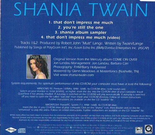 Shania Twain : That Don't Impress Me Much (CD, Single, Enh, CD2)