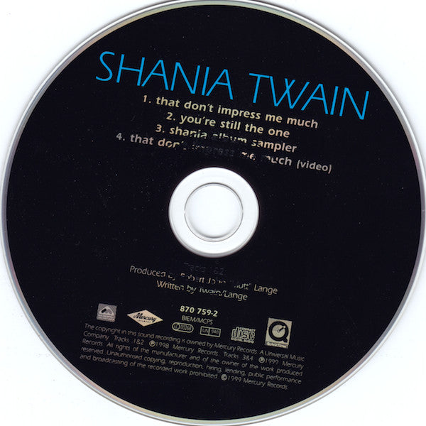 Shania Twain : That Don't Impress Me Much (CD, Single, Enh, CD2)