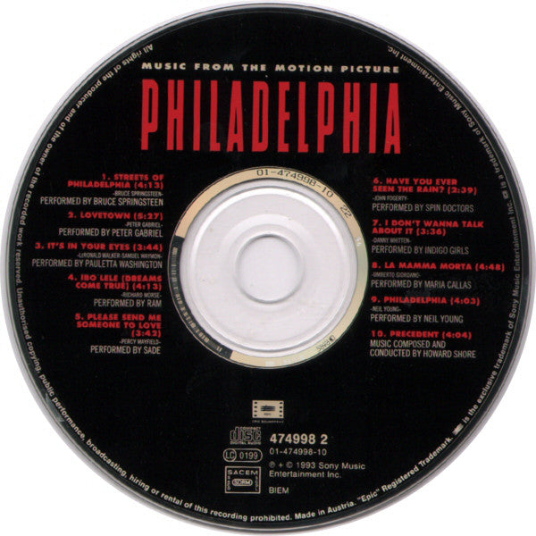 Various : Philadelphia (Music From The Motion Picture) (CD, Comp)