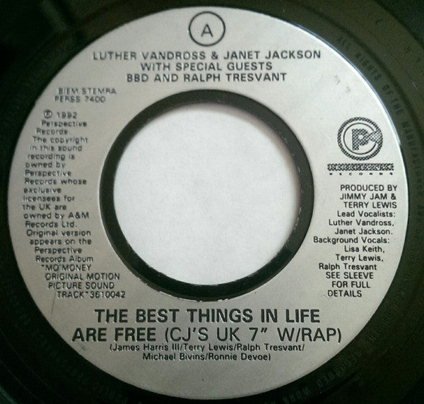 Luther Vandross And Janet Jackson : The Best Things In Life Are Free (7", Single)