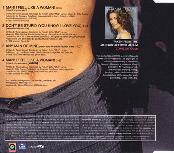 Shania Twain : Man! I Feel Like A Woman! (CD, Maxi, Single, Enh)