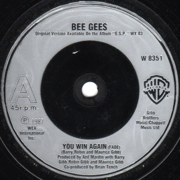 Bee Gees : You Win Again (Fade) (7", Single, Sil)