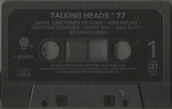 Talking Heads : Talking Heads: 77 (Cass, Album, Tex)