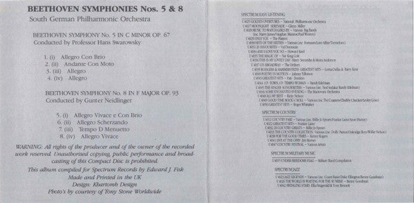 Ludwig van Beethoven, Süddeutsche Philharmonie : Symphonies Nos. 5 & 8 (CD)