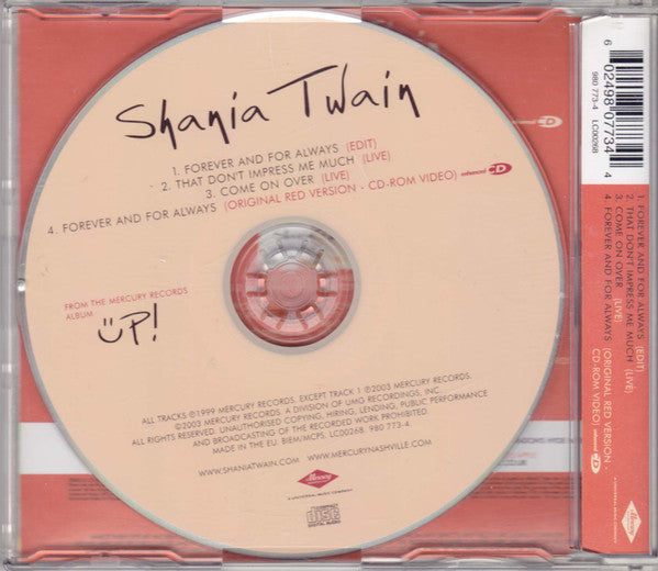 Shania Twain : Forever And For Always (CD, Single, Enh, CD2)