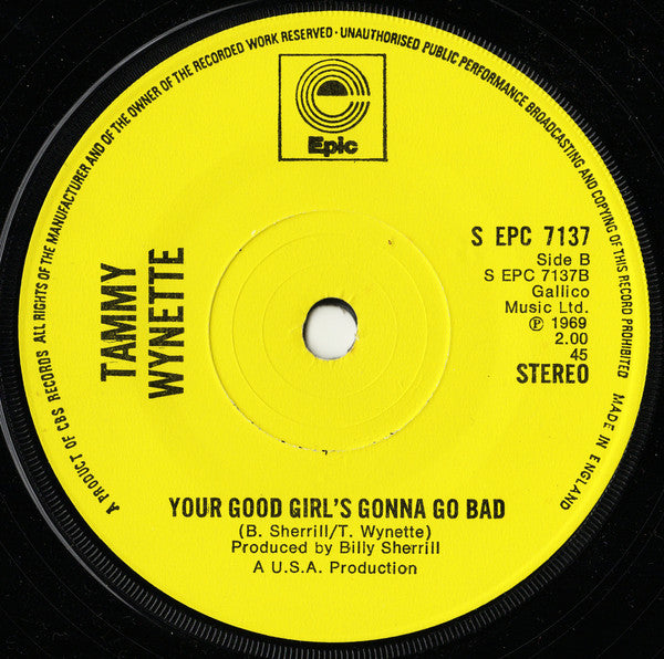 Tammy Wynette : Stand By Your Man (7", Single, RE, Sol)