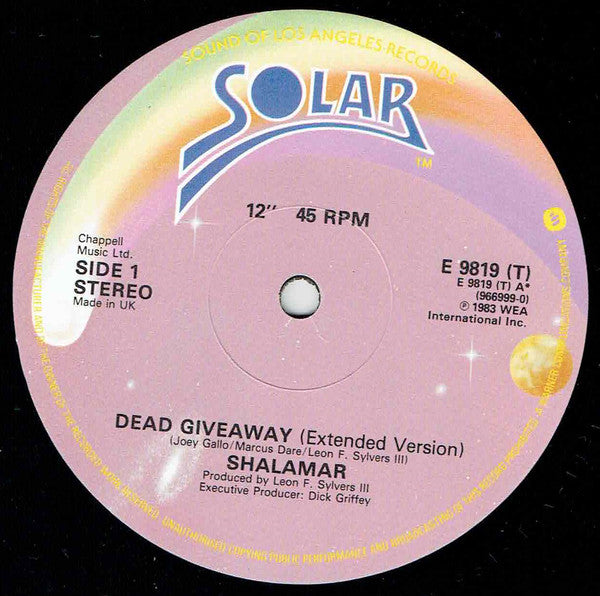 Shalamar : Dead Giveaway (12", Single, Pos)