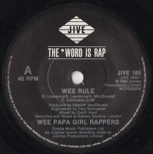 Wee Papa Girl Rappers : Wee Rule (7", Single)