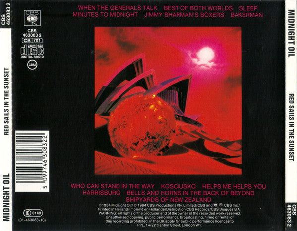 Midnight Oil : Red Sails In The Sunset (CD, Album, RE)