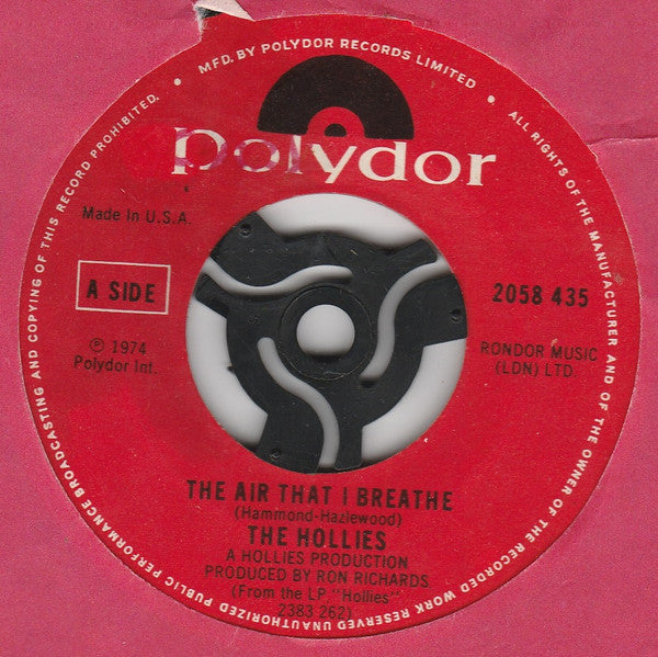 The Hollies : The Air That I Breathe (7", Single, Styrene)