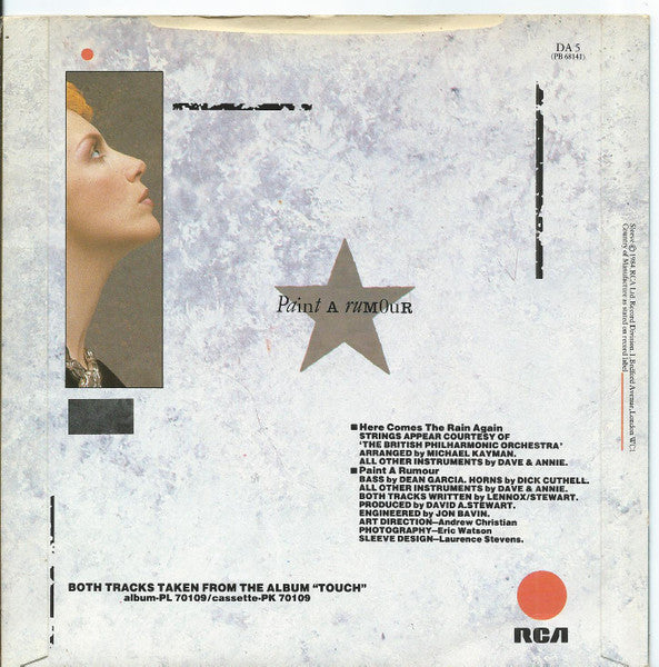 Eurythmics : Here Comes The Rain Again (7", Single, Pus)