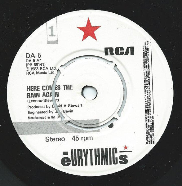 Eurythmics : Here Comes The Rain Again (7", Single, Pus)