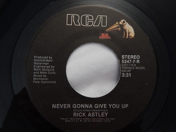 Rick Astley : Never Gonna Give You Up (7", Single)