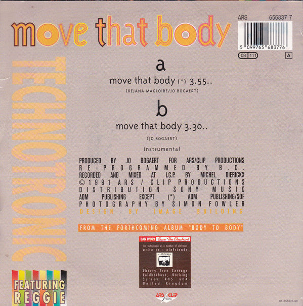 Technotronic Featuring Reggie : Move That Body (7", Single, Sma)