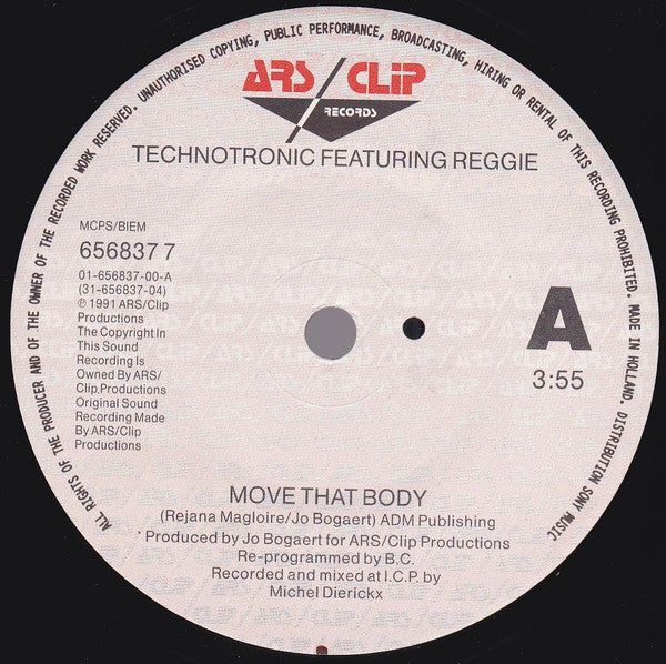 Technotronic Featuring Reggie : Move That Body (7", Single, Sma)
