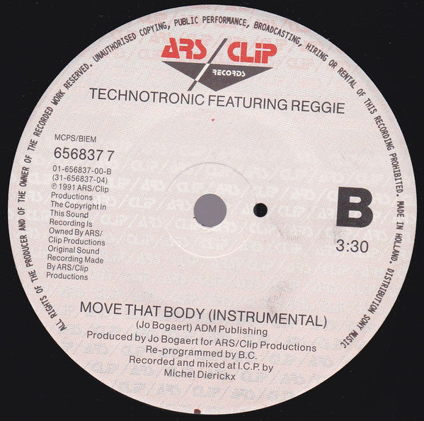 Technotronic Featuring Reggie : Move That Body (7", Single, Sma)