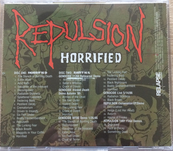 Repulsion : Horrified  (CD, Album, RE, RP + CD + Comp)
