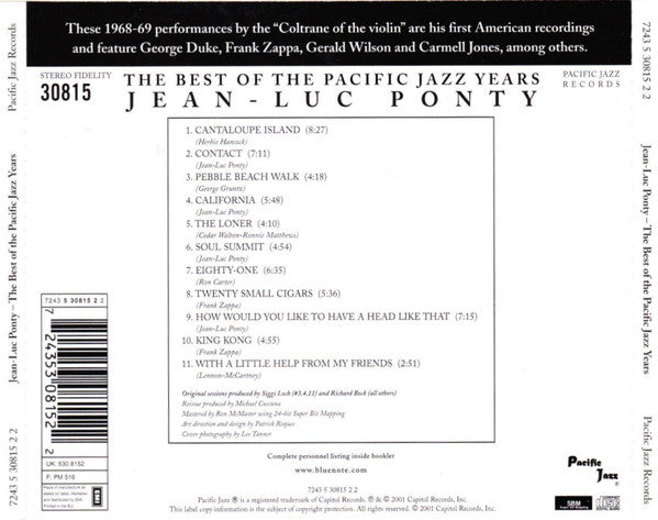 Jean-Luc Ponty : The Best Of The Pacific Jazz Years (CD, Comp)