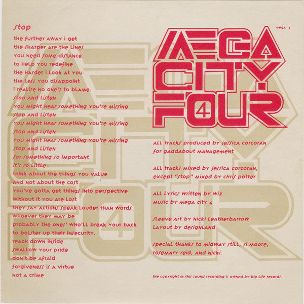 Mega City Four : Stop (7", EP, Red)