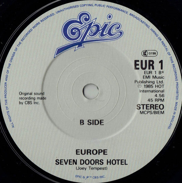 Europe (2) : Rock The Night (7", Single)