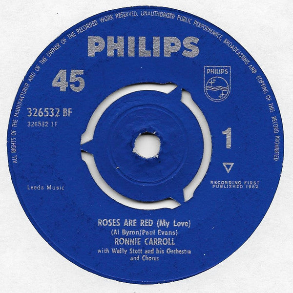 Ronnie Carroll : Roses Are Red (My Love) (7", Single, Mono, 3 P)