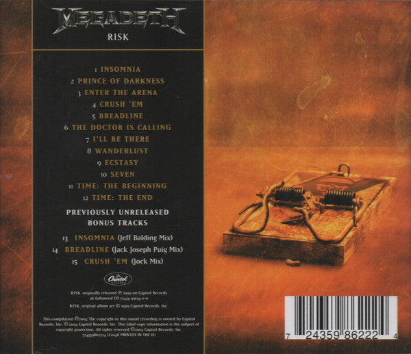 Megadeth : Risk (CD, Album, RE, RM, Rem)
