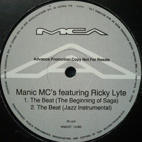 Manic MC's Featuring Ricardo Lyte : The Beat (12", Promo)