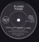 Elaine Paige : Heart Don't Change My Mind (7", Single)