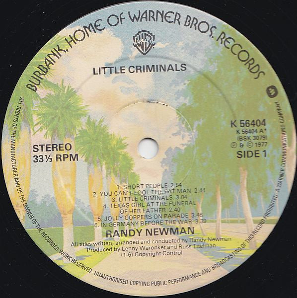 Randy Newman : Little Criminals (LP, Album)