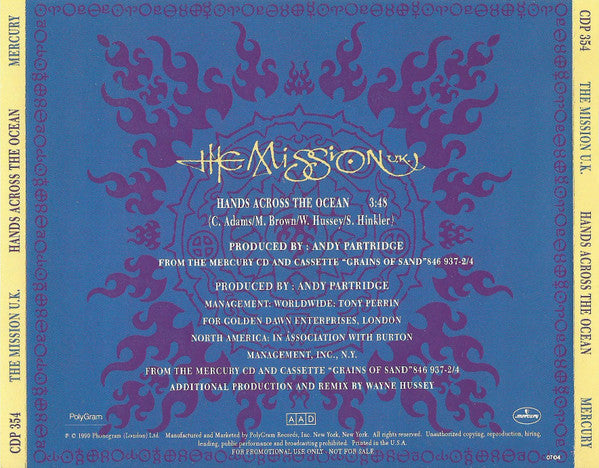The Mission : Hands Across The Ocean (CD, Single, Promo)