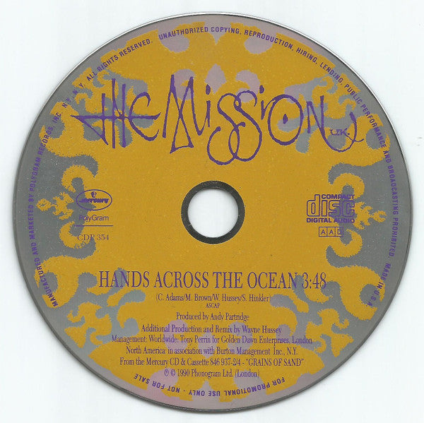 The Mission : Hands Across The Ocean (CD, Single, Promo)