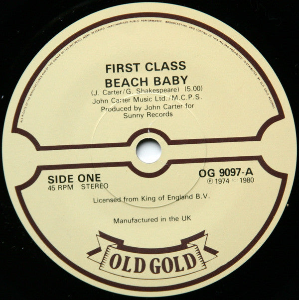 First Class (3) : Beach Baby (7", Single)